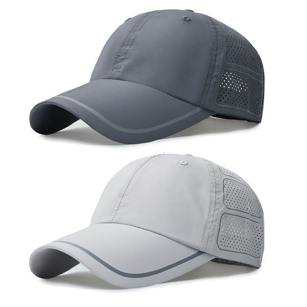 TAGVO Schnelltrocknende Baseballkappe für Herren Damen, 2 Stück Verstellbar Sonnenschutz Sports Mesh Baseball Cap, Leicht, Atmungsaktiv und Faltbar Baseballkappe Sonnenhut für Reisen Draußen läuft