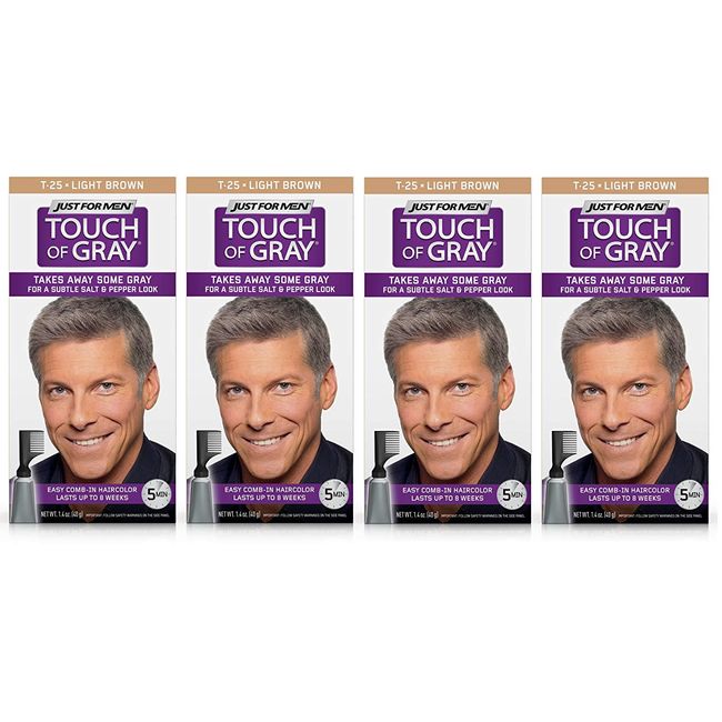 Just For Men Touch Of Gray, Takes Away Some Gray, T25 Light Brown (4 Pack)