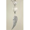 Large Angel Wing and Big Faceted Crystal Ball Light or Ceiling Fan Pull