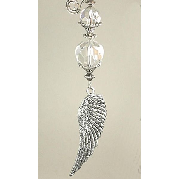 Large Angel Wing and Big Faceted Crystal Ball Light or Ceiling Fan Pull