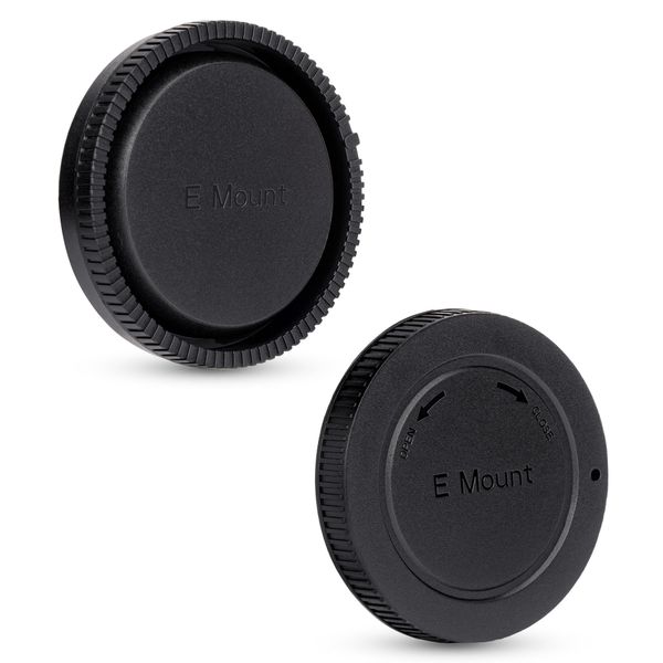 JJC E-Mount Body Cap & Rear Lens Cap Cover Kit for Sony A7 A7II A7III A7IV A7S II III A7R II III A7RIV A7RV A7CR A7C II A7CII A6700 A6600 A6400 A6300 A6100 A6000 ZV-E1 ZV-E10 & More Sony Camera & Lens