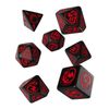 Q WORKSHOP Dragon RPG Ornamented Dice Set 7 Polyhedral Pieces, Black & Red