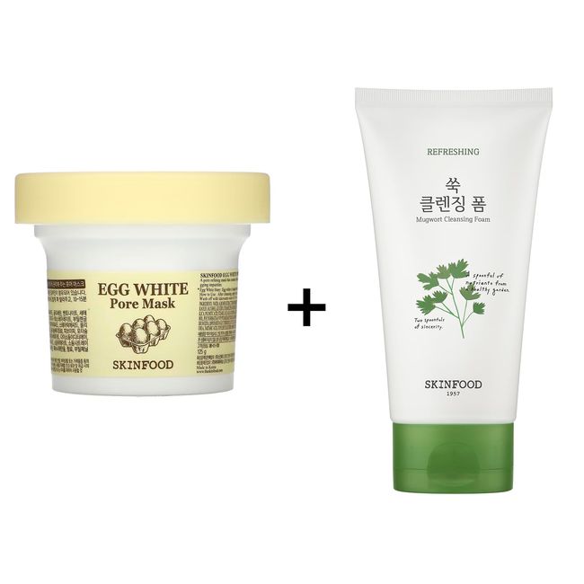 Skinfood Egg White Pore Mask + Vege Garden Cleansing Foam Mugwort 150ml