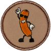 Dancing Hot Dog Patrol Patch - 2" Diameter Round Embroidered Patch (Peel & Stick Adhesive)