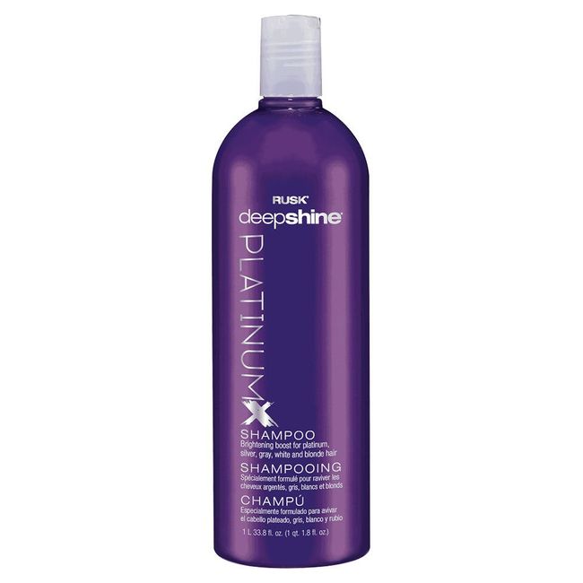 RUSK Deepshine PlatinumX Shampoo, 33.8 Oz, Gentle Cleansing Shampoo, Brightening Boost for Platinum, Silver, Gray, White, and Blonde Hair, Removes Yellows to Brighten Hair