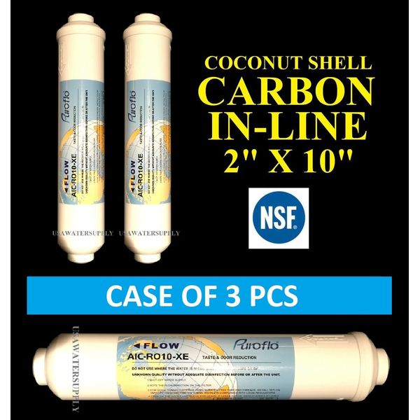 Post Inline Carbon GAC Water Filter for Reverse Osmosis RO Systems 3 PACK NSF