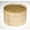 Round Bamboo Steamer - Two Layer with One Lid and Free Dim Sum Paper (6")