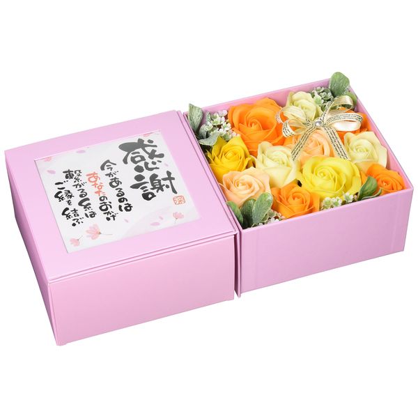 Q-FLA Bath Fragrance Flower Arrangement Box Poem Box Pink "Thank You" Orange