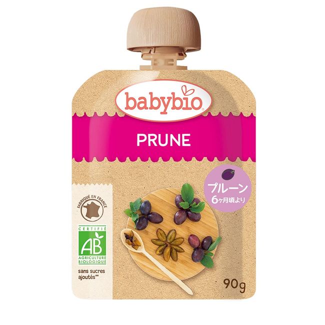 Baby Bio Organic Baby Smoothie, Prunes, 3.2 oz (90 g), Organic Baby Food, Organic JAS Certified Product, 7 Bottles (6 Months)