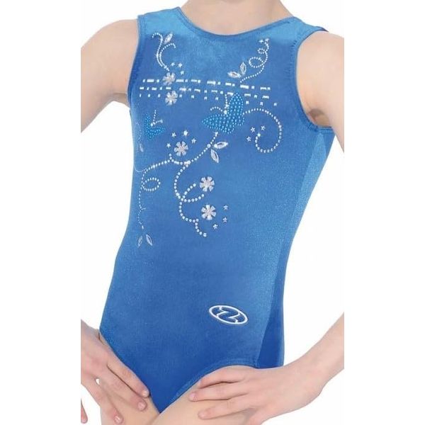 The Zone Panache Butterfly Motif Sleeveless Gymnastics Leotard 34 (ladies 10) Royal