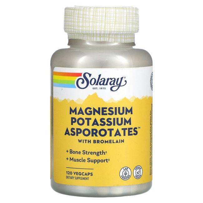 Solaray Magnesium Potassium Asporotate 120 Vegetarian Capsules - 60 Capsules