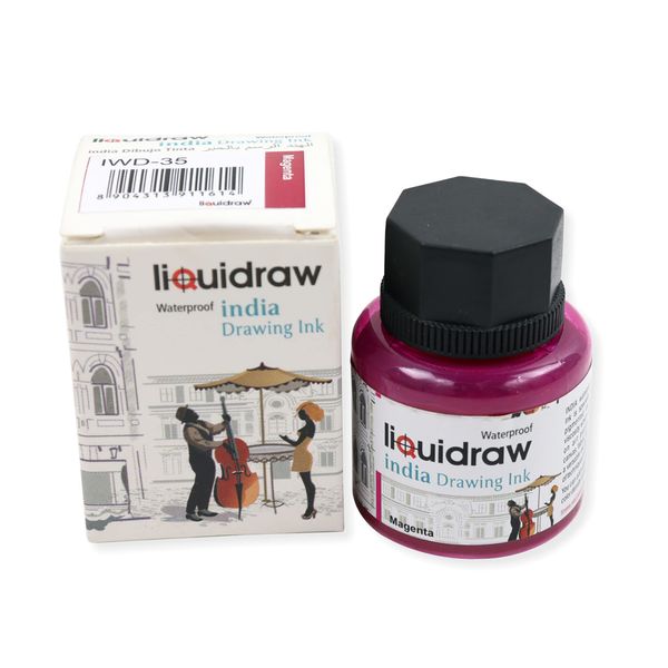 Liquidraw Coloured Drawing Ink India Ink, Waterproof 20 Assorted Colours, 35ml Indian Inks for Artists (Magenta)