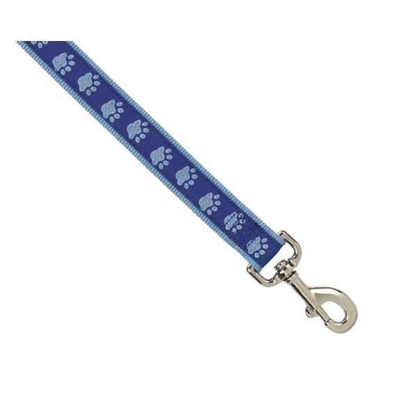 Guardian Gear Nylon Two-Tone Pawprint Dog Leash, 6-Feet x 1-Inch Lead, Blue