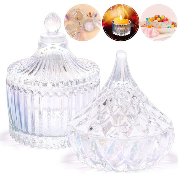 TOROKOM 2Pcs Monomer Dappen Dish Glass Nail Dishes with Lids Colorful Small Nail Cup Jars Damping Dapping Dish for Acrylic Nails Liquid Powder Containers