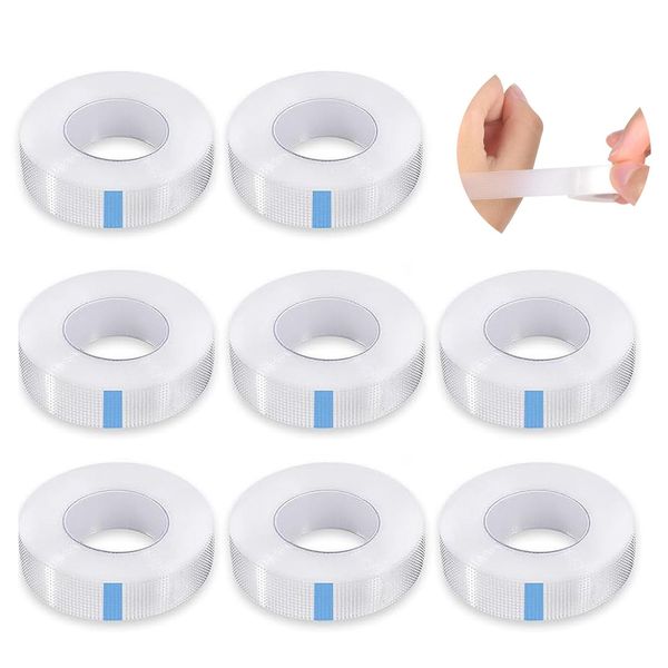 8 Rolls Tape Micropore Surgical Tape, Fabric Tape For False Eyelash Patch Makeup Tool, Adhesive Lash Extension Tape, Earring Cover Up Skin Strips for Micropore Surgical First Aid Eyelash Extension