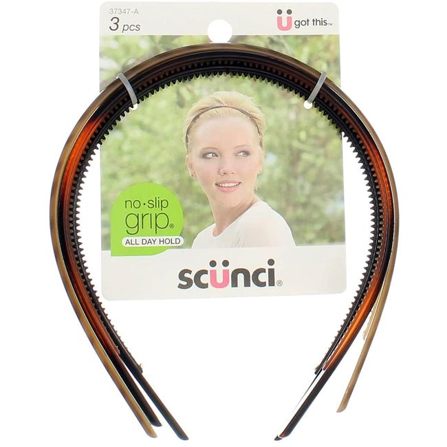 Scunci No Slip Grip Skinny Head Bands, 3 pk