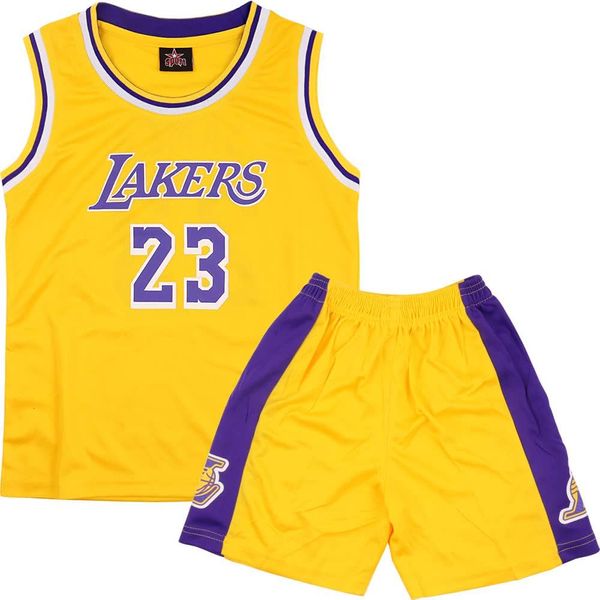 Basketball Trikot Kinder 2 Stücke,Basketball Kinder Trikot,Basketball Kinder Trikot and Shorts,Sleeveless Basketball Trikot,Mode Trikot Basketball Kinder,Basketball Trikot Set für 12-14 Kinder,Gelb