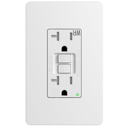 Amico 1 Pack GFCI Outlet 20 Amp with Thinner Design, Weather Resistant (WR), Self-Test GFI Receptacles with LED Indicator and Screwless Wall Plate, Indoor or Outdoor, ETL Listed, White