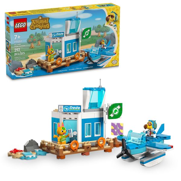 LEGO Animal Crossing Fly with Dodo Airlines Airport Playset, Kids’ Airplane Toy and Pilot Minifigure Inspired by The Video Game Series, Gift for Girls and Boys Ages 7 and Up, 77051