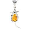 Genuine Cognac Baltic Amber & Sterling Silver Mouse Pendant without Chain - 568C