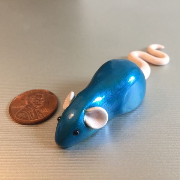 Blue Year of the Rat Fridge Magnet Polymer Clay Pet Fancy Rat Mouse Magnet New