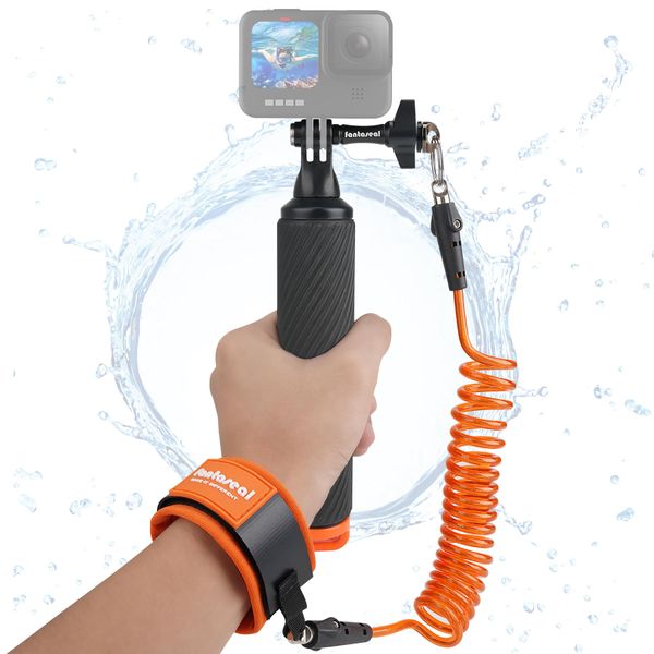 Action Cam Rutschfester Schwimmender Handgriff Floating Hand Grip Handler Selfie Stick mit Stahlkern Sicherheitsband für GoPro Insta360 Akaso Unterwasserkamera Tauchen Schnorcheln Surfen Kajakfahren