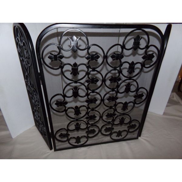 Vintage Iron Heavy Duty Fireplace Screen Hinged 30" x 48"