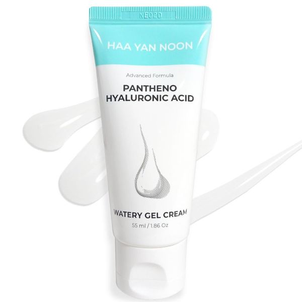 HAA YAN NOON Pantheno Hyaluronic Acid Watery Gel Cream 1.86 Oz / 55ml, with Hyaluronic Acid,Panthenol,Centella & Hydrating gel texture, Korean Skincare