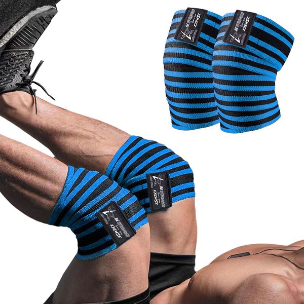 Knee Wraps for Weightlifting (Pair) | Knee Straps for Squats,Cross Training, WODs, Gym Workouts, Weightlifting, Fitness & Powerlifting | Alternative Knee Sleeve | 72" Compression & Elastic Support