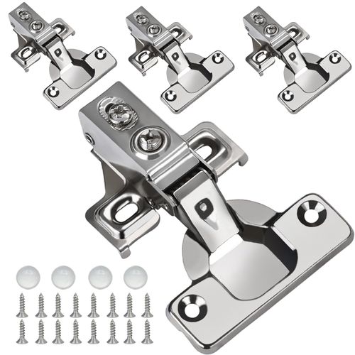BESTEEL 4 Pack 1/2 inch Overlay Soft Close Cabinet Door Hinges for Kitchen Cabinet Hinge, 100 Degree Opening Angel, Stainless Concealed Kitchen Cabinets Hinge Self Closing with Mounting Screws &Manual