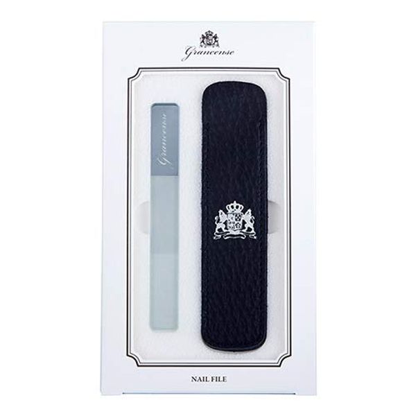 Gransense Nail File with Genuine Leather Case (Glass Claws, Made in Korea)