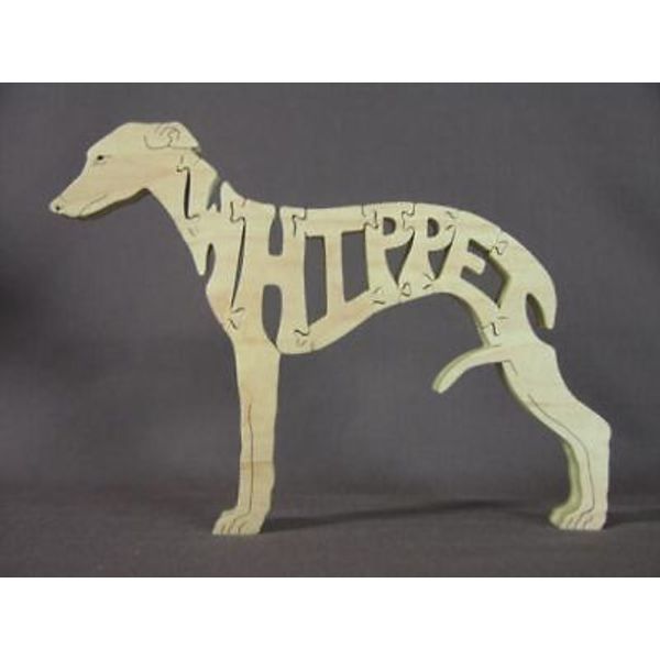 Whippet Dog Amish Made  Wood Scroll Saw Puzzle Toy Figurine Art