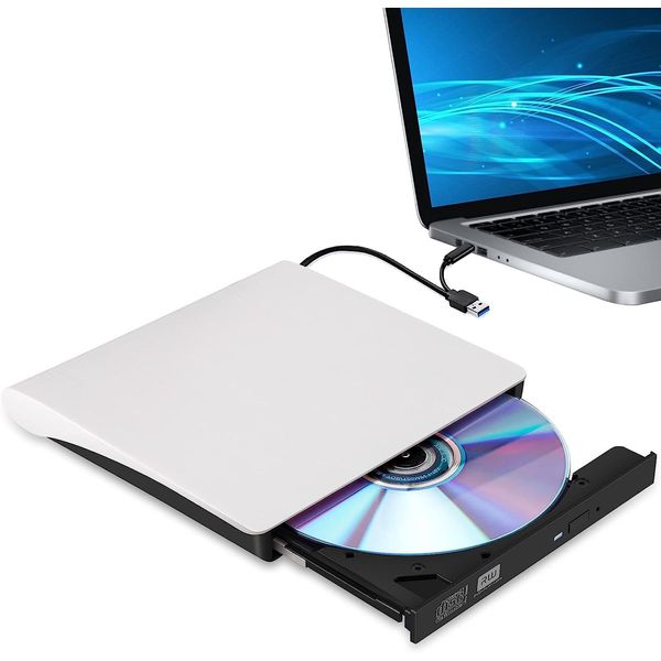 External DVD Drive, USB 3.0, type-c, External CD / DVD Drive, CD/DVD Player, External Optical Drive, PC External Drive, Portable Drive, CD/DVD Drive, Laptop, CD/DVD Read/Write, DVD±RW, CD-RW, USB3.0/2.0, Compatible with Window/Mac OS, High Speed, Silent, 