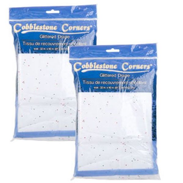 Cobblestone Corners Glittered Drape, 32"x40" (Set of 2)
