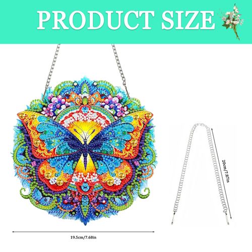 Auremi Butterfly Diamond Art Hanging Kit for Adult, Special Shaped Rhinestone, DIY Acrylic 5D Animal Diamond Painting Window Pendants Signs, Home Garden Wall Hanging Ornament