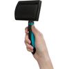 TRIXIE Soft Brush for Grooming – Soft Metal Bristles – Rubberised Plastic Handle – Black/Blue – 12 x 20 cm – 24133