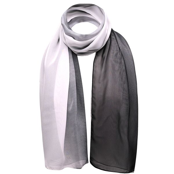 Basic Sense Two Tone Chiffon Scarf, Two-tone Black
