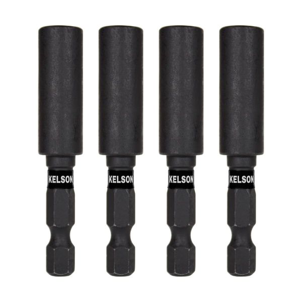 KELSON 4pcs 60mm Impact Rated Magnetic Screwdriver Bit Holder 1/4" Universal