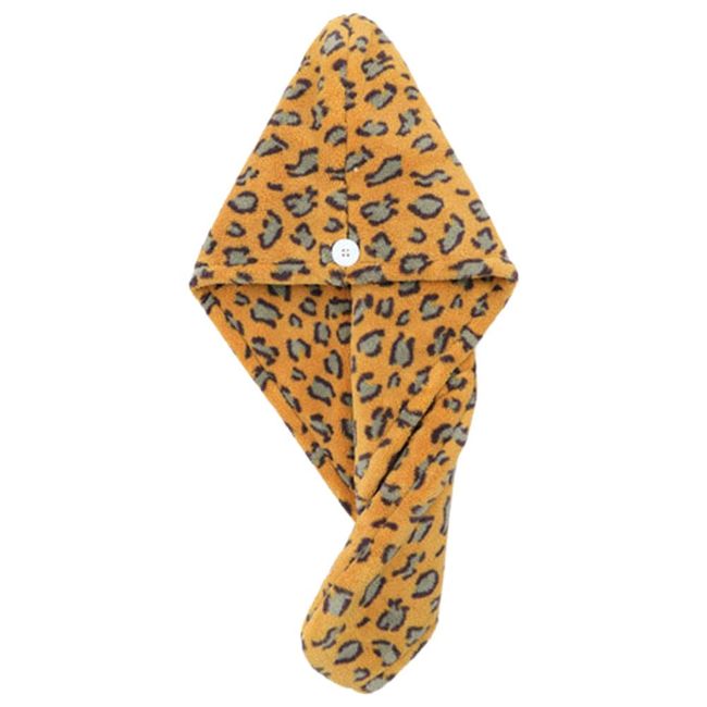 Suitcase Company GPT Hair Towel, Hair Cap, Towel Cap, Dry Cap, Absorbent Towel, Adults, Kids, Swimming, Pool, Swimming, Bath, Leopard Print, Yellow