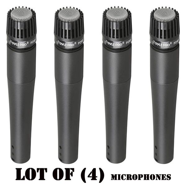 Lot of (4) Pyle PDMIC78 Professional Moving Coil Dynamic Microphone W/ 15Ft XLR