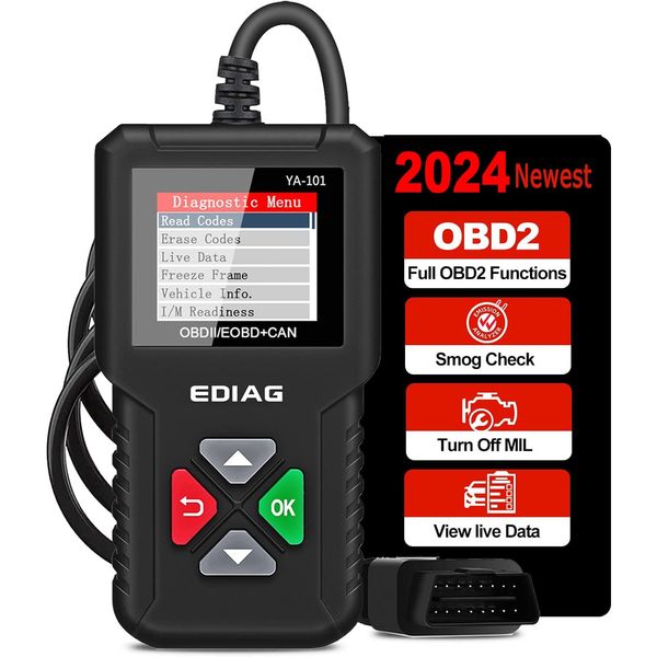 Ediag YA101 OBD2 Scanner, EOBD/OBD2 Car Code Reader with Full OBD2 Functions,Check Engine Code Reader Automotive Car Diagnostic Tool/Car Code Scanner for O2 Sensor/EVAP System/Smog Test