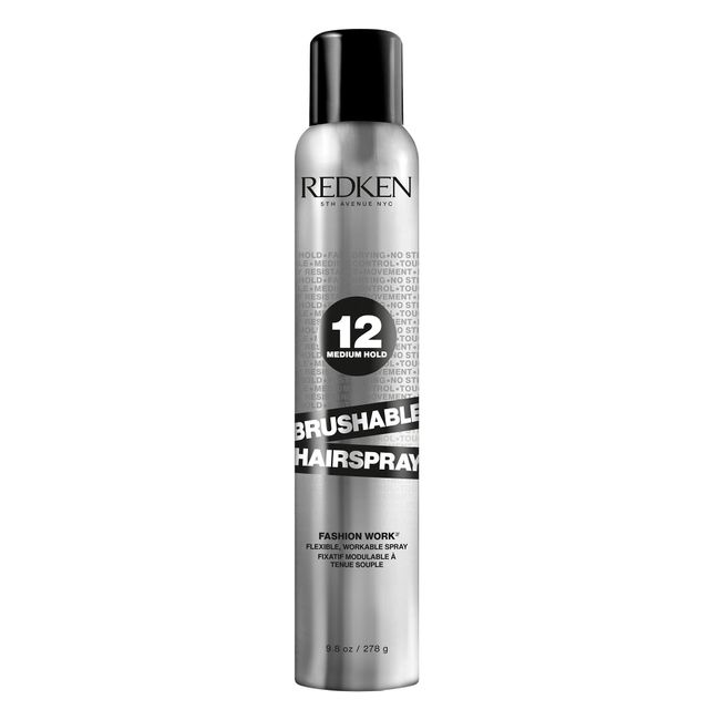 Redken Brushable Hairspray 12 | Flexible Medium Hold with Natural Finish | Protects Against Frizz & Humidity | For All Hair Types | 10.4 Oz