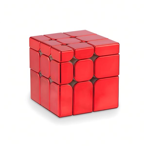 XMDCuber Magnetic Red Mirror Cube 3 x 3 Stickerless, Reflective Speed Cube 3 x 3 x 3 Mirror Red Shiny Surface Magic Cube