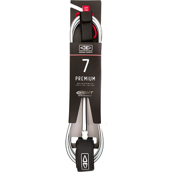 Ocean & Earth One XT Premium White/Black Surfboard Leash - 7'