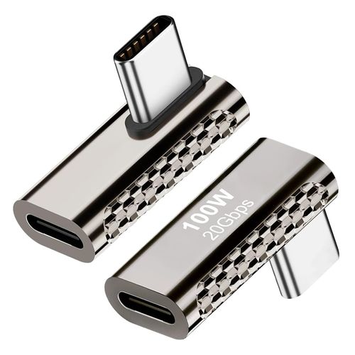 Strhowill 2 Pack USB C Male to Female Adapter PD Type C Male to Female Extender,20GBps 100W,4K/8k@60Hz Video for Mobile Phones, laptops, Tablets Projection Screen or Charging (Center Bend)