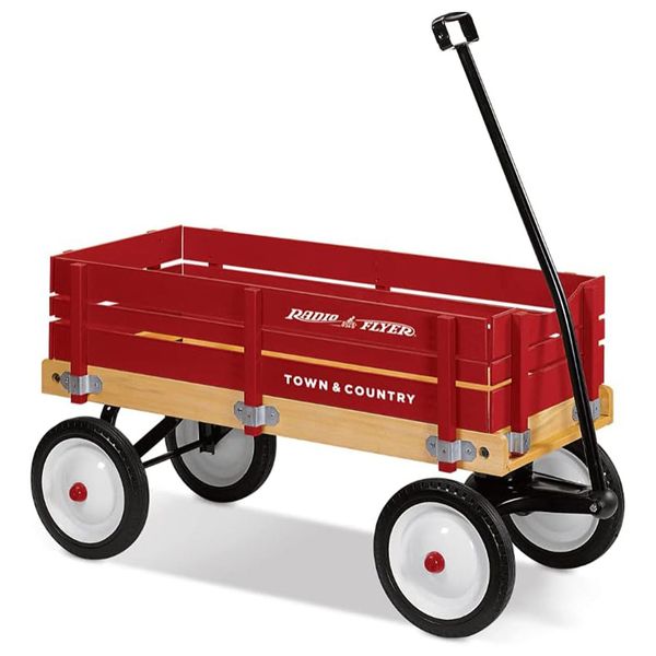 Radio Flyer Town & Country Wooden Wagon w/Removable Side Panels, Red (For Parts)