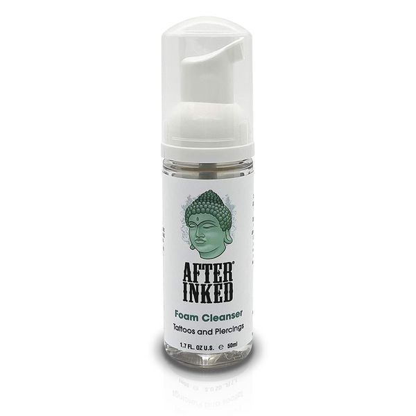 After Inked Tattoo & Piercing Aftercare Foam Cleanser - Quality Wash Soap Cleanser for Tattoos, Body Modifications and Piercings including Ear, Nose and Belly Button Foam Bottle, 1.7 oz