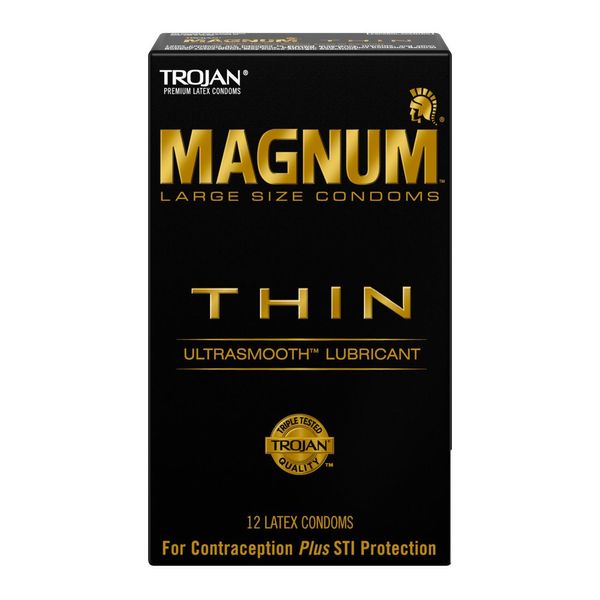 Magnum Thin Large Size Lubricated Condoms, 12 Count