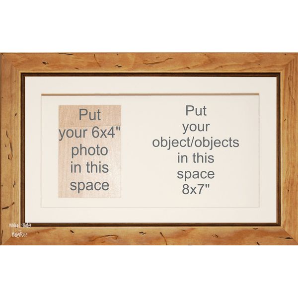 BabyRice Large Rustic Pine Wooden Box Display Frame for Object Keepsakes Casts Framing