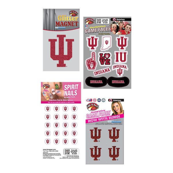 Indiana Temporary Tattoo and Fan Tailgate Bundle